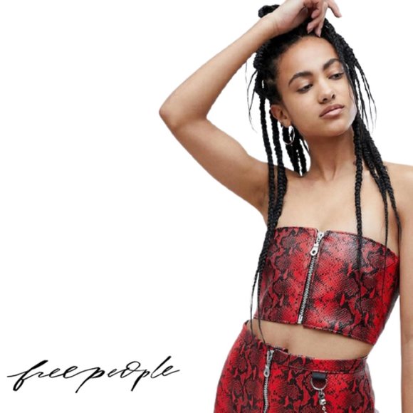 Free People Tops - Free People Red Snake Skin Tube Top